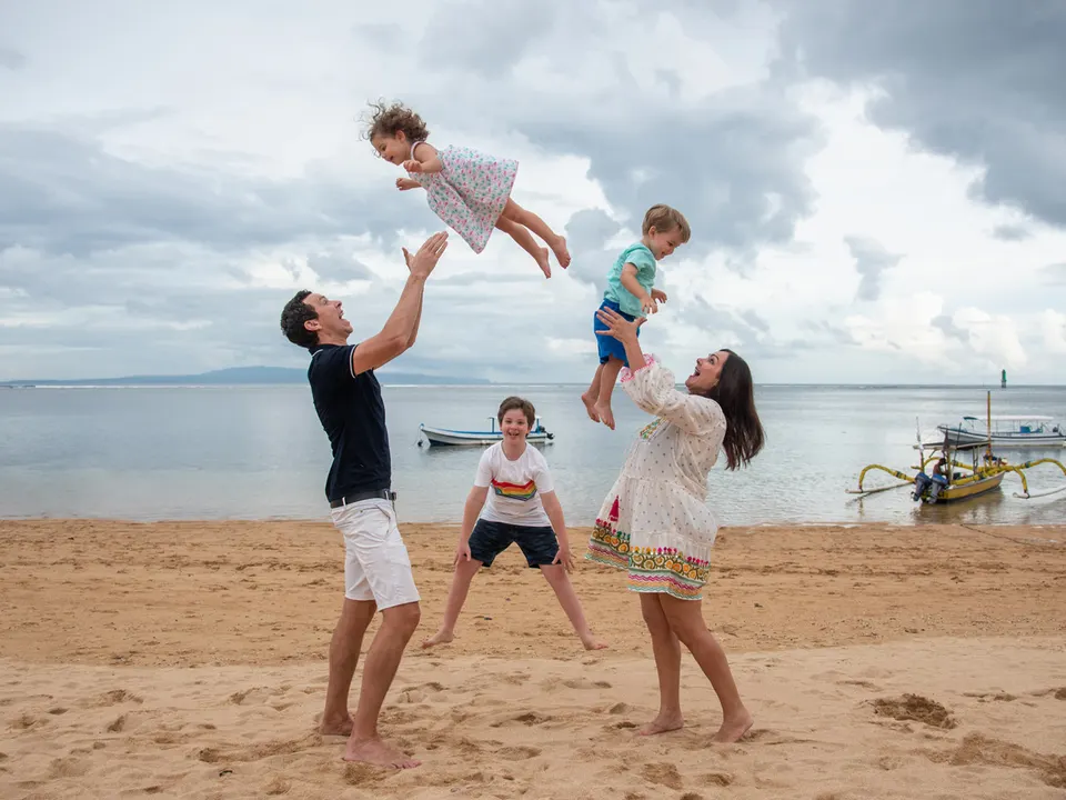 Family portrait on a Bali beach