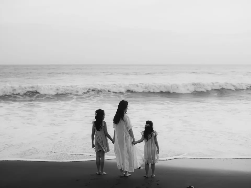 Family portrait on a Bali beach