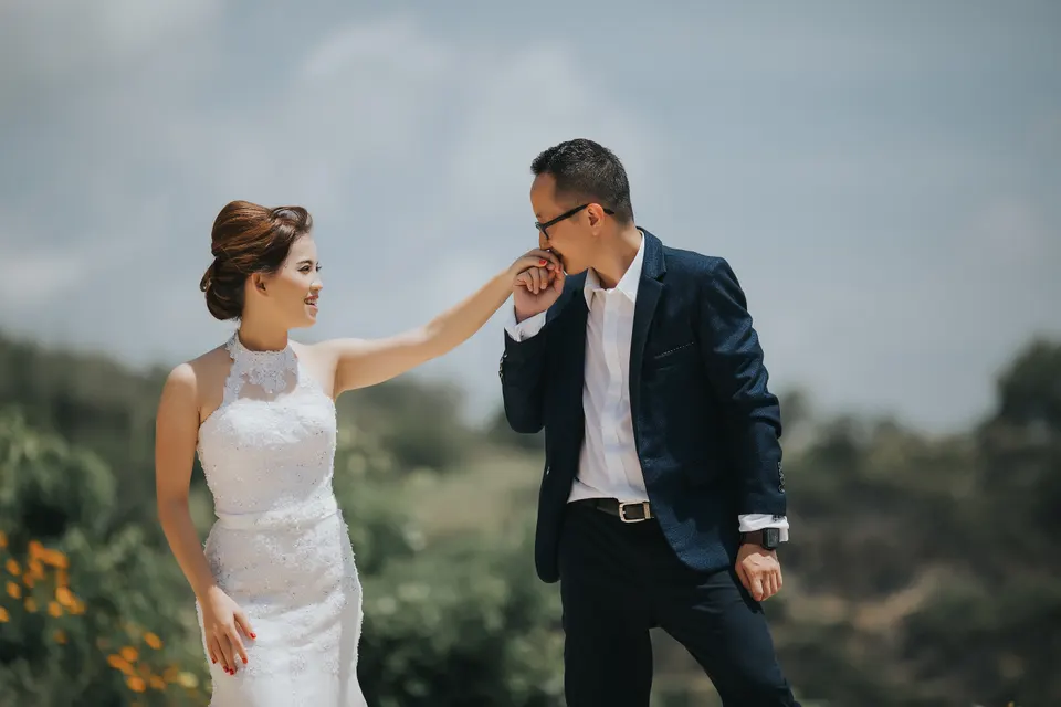Couple sharing a playful moment together